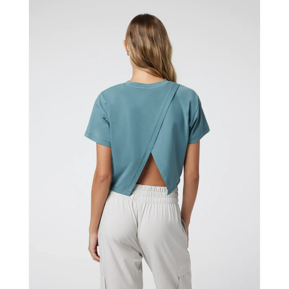 Vuori Short Sleeve Feather Cross Back Top Women's - Image 4
